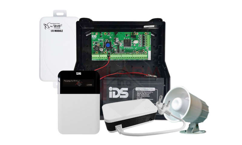 IDS X64 wireless kit, LCD K/P, Xwave2 HUB, 24V PSU, battery, siren