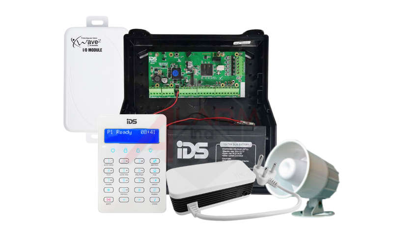 IDS X64 wireless kit, white touch screen K/P, Xwave2 HUB, 24V PSU, battery, siren