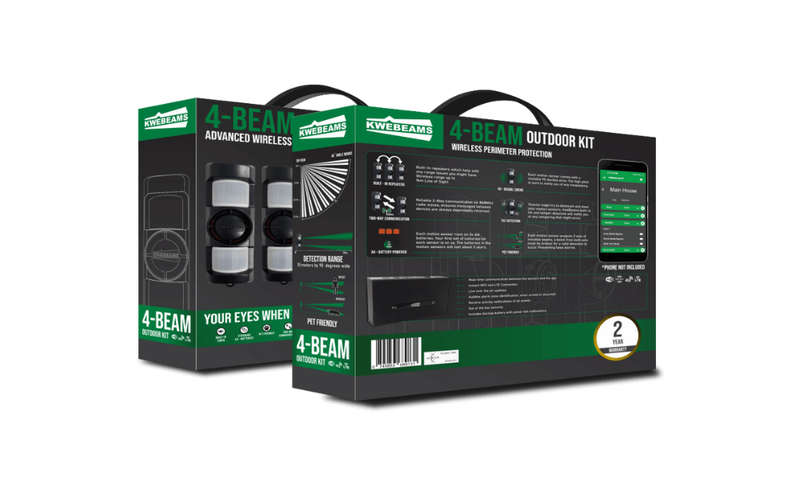 KweKit 6 Wireless Outdoor Full Kit:  4 x Anti masking 90 PIR, WIFI-4G-LTE Module