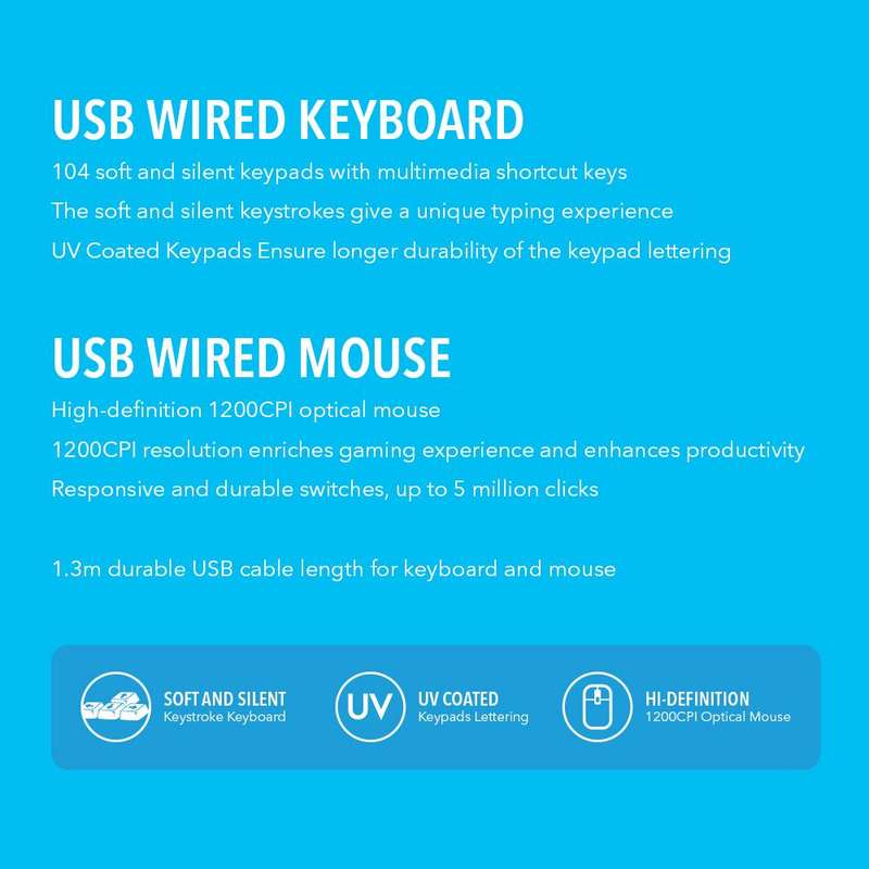 Alcatroz Xplorer C3500 Wired Keyboard and Mouse Combo