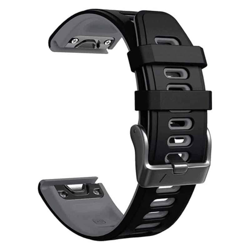 Killer Deals 26mm Quick Fit Garmin Fenix 5X Silicone Strap - Black & Grey (5X/6X/3/3HR)