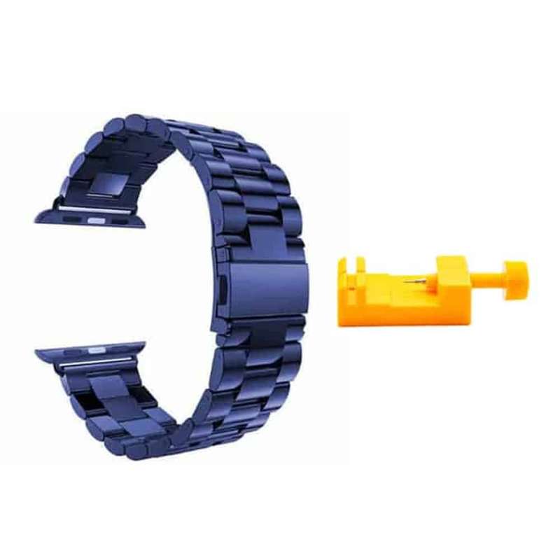 Killer Deals 3 Link Stainless Steel Band for Apple watch 38/40/41mm - Blue + Link removal tool