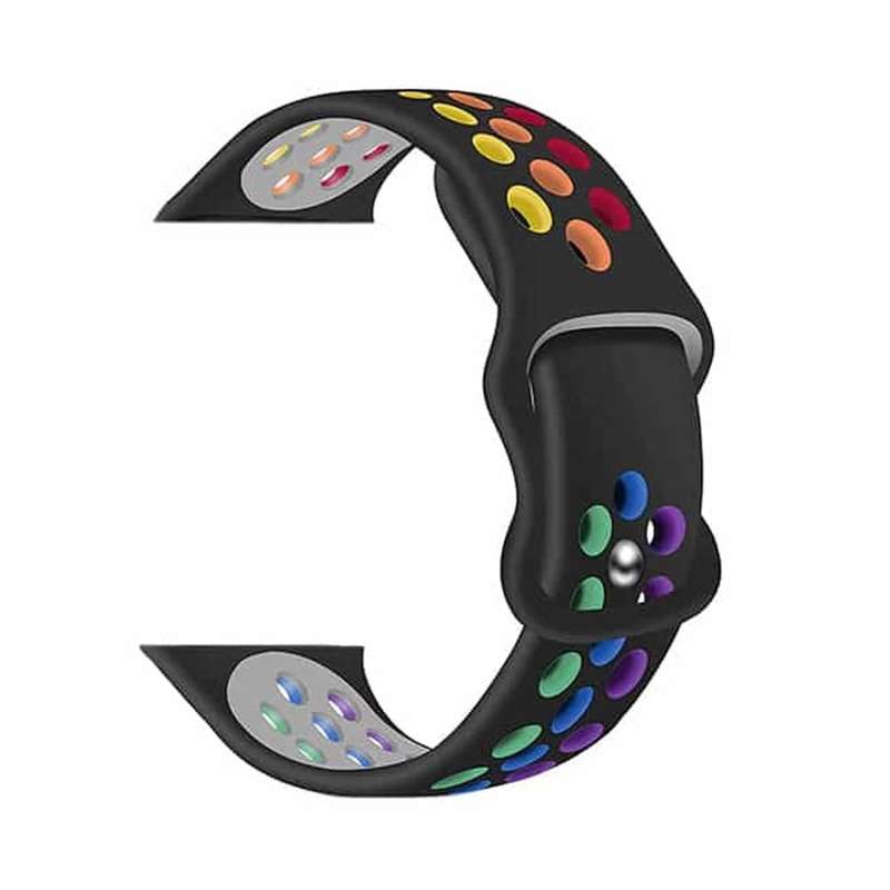 Killer Deals Silicone Strap 42/44/45/49mm apple watch S/M - Black+Rainbow