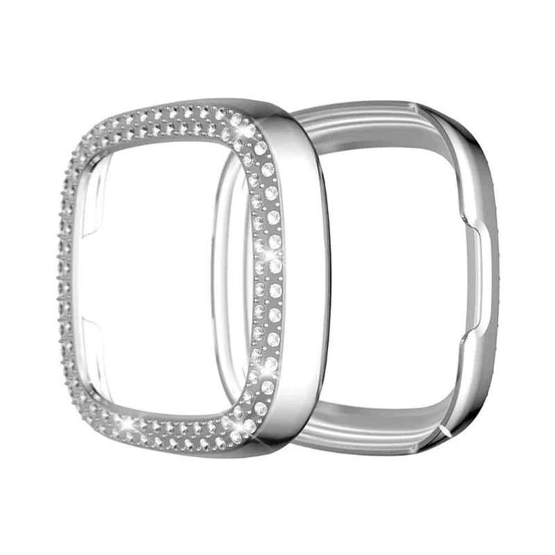 Killer Deals PC case with diamond for Fitbit Versa 3 ,Sense - Silver