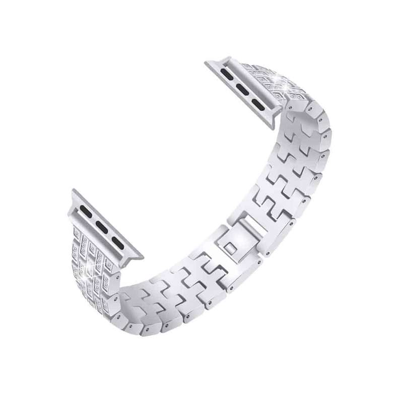 Killer Deals 38/40/41 mm Apple Watch shiny rhinestone stainless-steel strap- Silver(S-M-L)