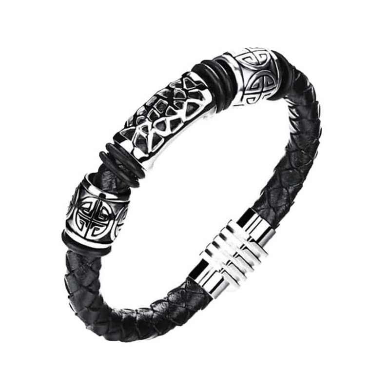 Killer Deals Braided Vegan Leather & Stainless Steel Rope Bracelet- M/L