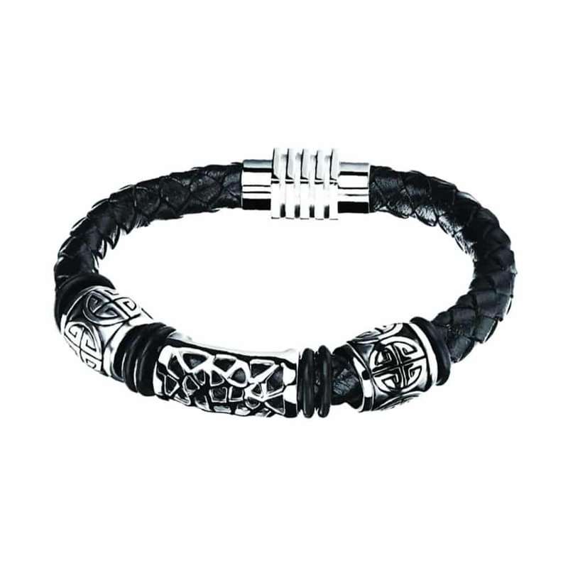 Killer Deals Braided Vegan Leather & Stainless Steel Rope Bracelet- M/L