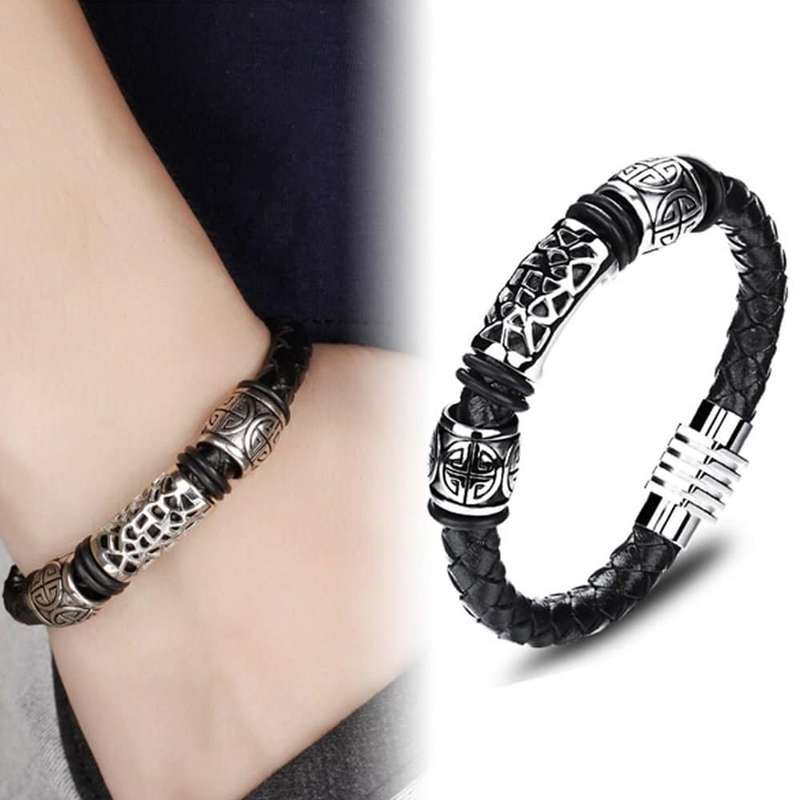 Killer Deals Braided Vegan Leather & Stainless Steel Rope Bracelet- M/L