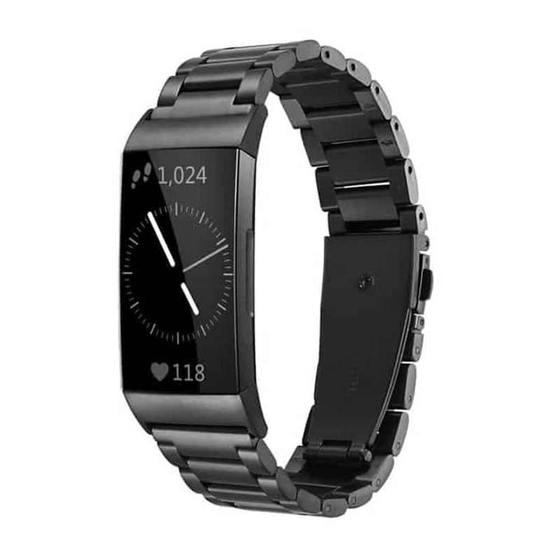 Killer Deals Stainless Steel Adapter Connector for Fitbit Charge 3/4 (18mm strap) - Black