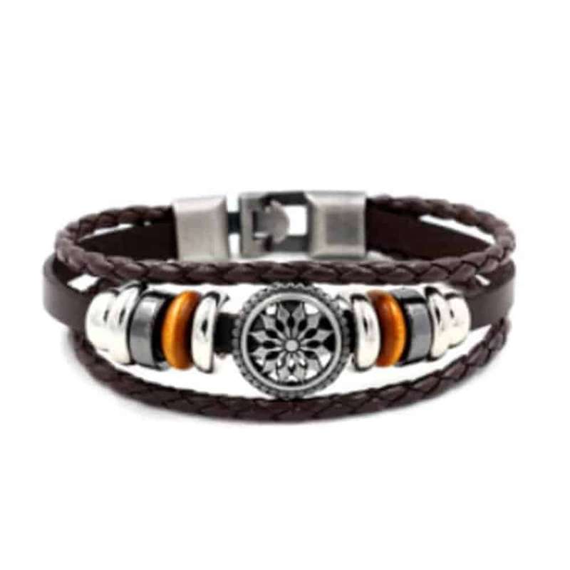 Killer Deals Braided Brown PU Vegan Leather Stainless Steel Bracelet- M/L