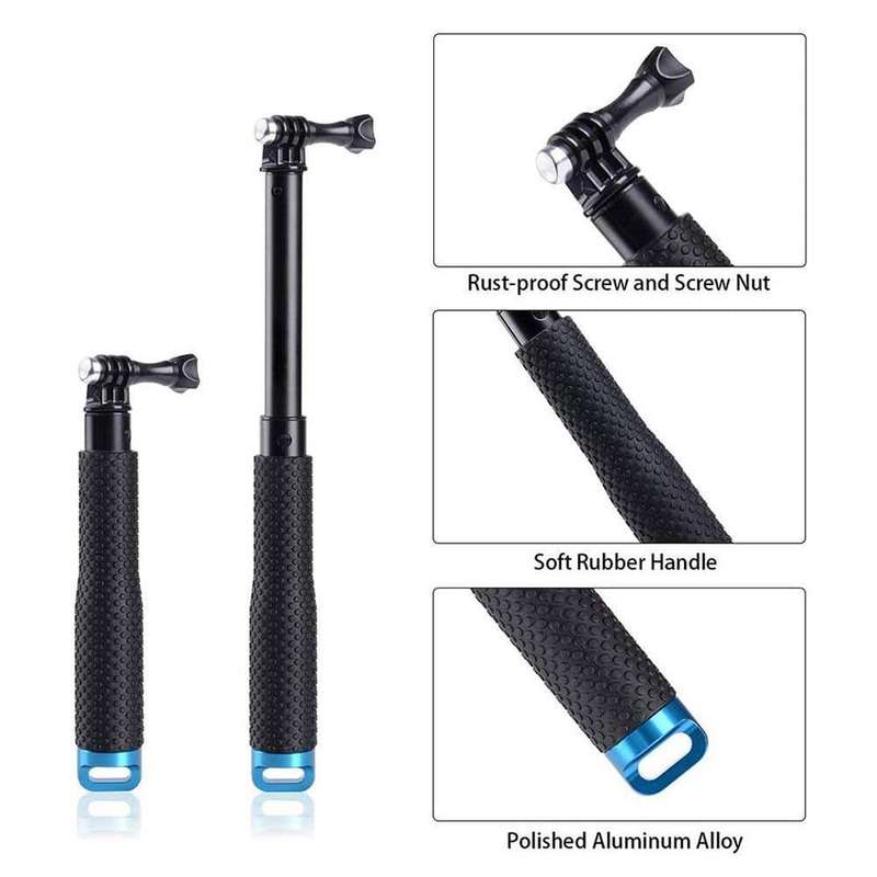 Action Mounts Extendable Waterproof Monopod Selfie Stick for GoPro 4/5/6/7/8