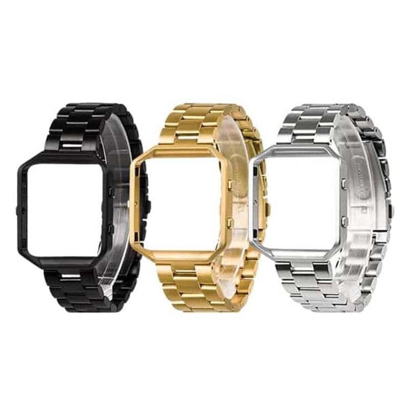 Killer Deals Stainless Steel Strap w/Metal Frame for Fitbit Blaze - Black + Link removal tool