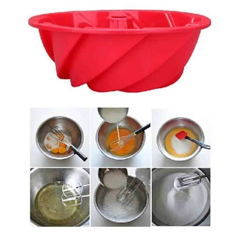 Non-Stick Safe Spiral Bundt Cake Dessert Silicone Baking Mould