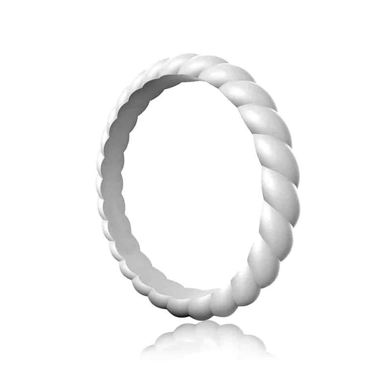 Women's Braided Silicone Ring x 3 - Grey, Pink, White - Size USA 8/ RSA Q