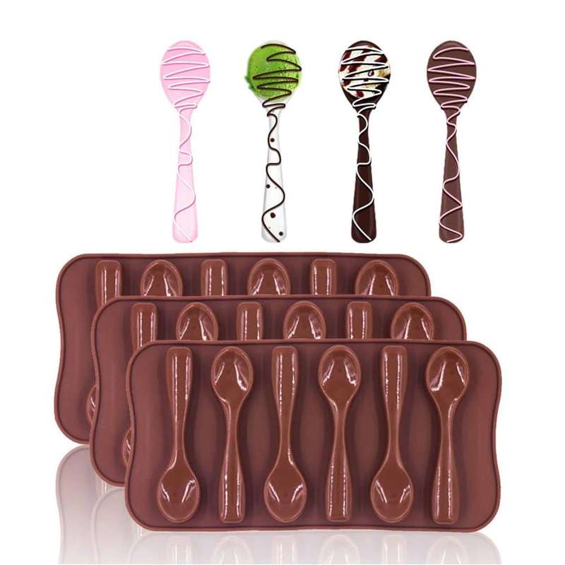 Party Decoration Edible Chocolate Spoon Silicone Baking Mould x3
