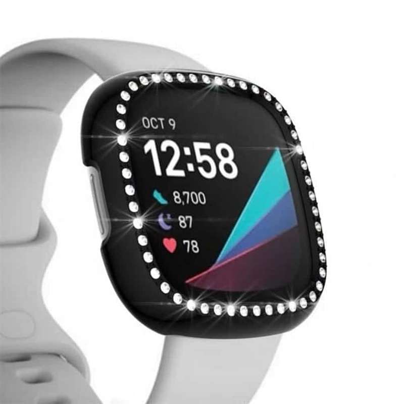 Killer Deals PC case with Diamond for Fitbit Versa 3 /Sense - Rose Gold