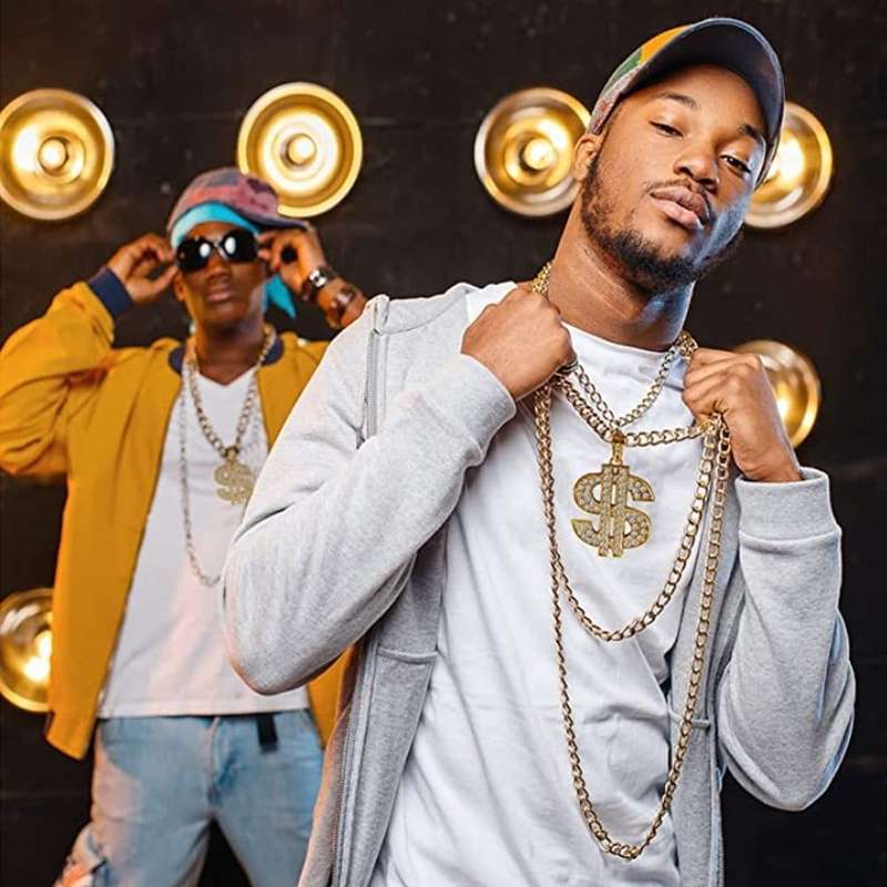 Killer Deals 18K Gold Plated Retro Hip-Hop Dollar Chain Necklace Pendant x2 Combo