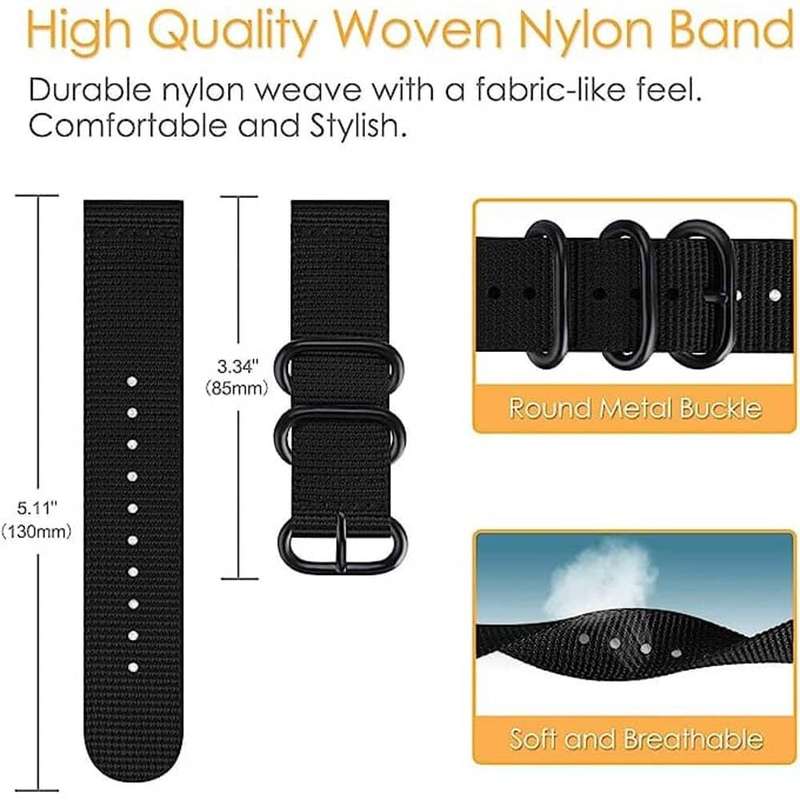 Killer Deals 20mm Replacement Nylon Strap for Garmin Vivoactive 3- Black
