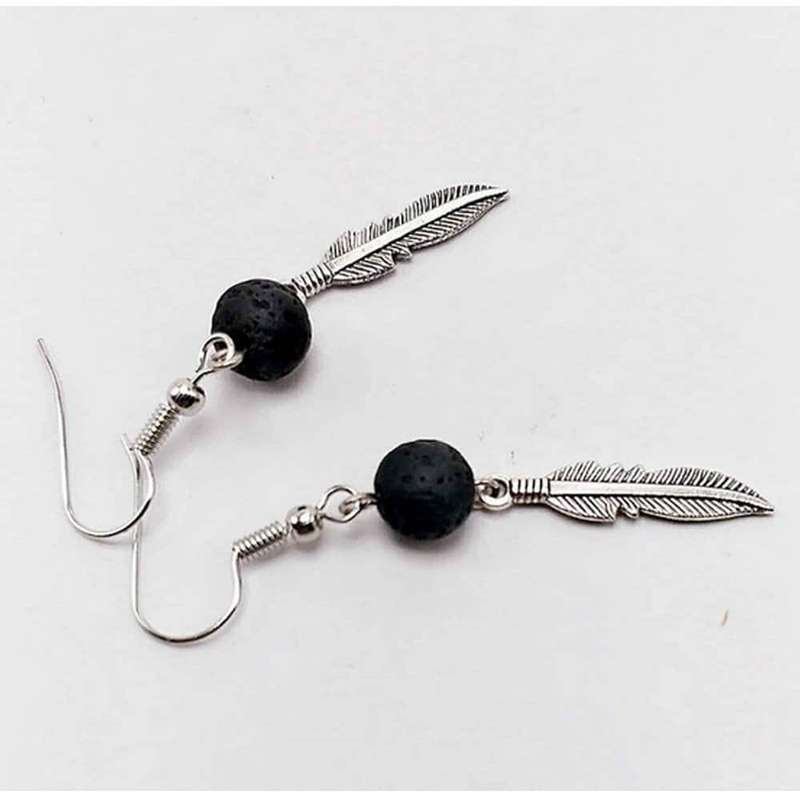 Killer Deals Feather/Triangle Lava Stone Diffuser/Aromatherapy Earrings Combo