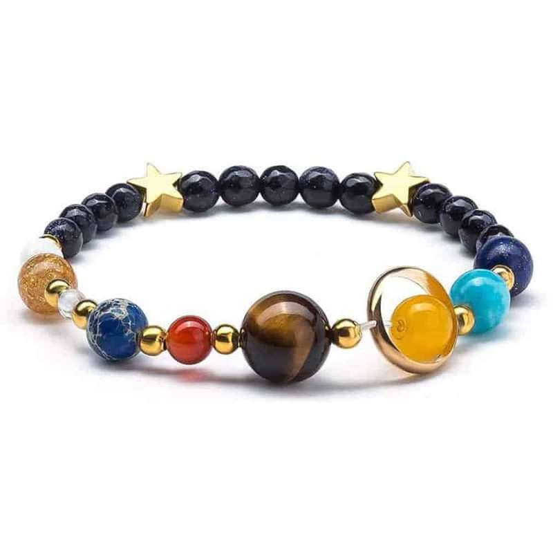 Killer Deals Solar System Universe/Galaxy Adjustable Gemstone Beaded Bracelet - Set of 2