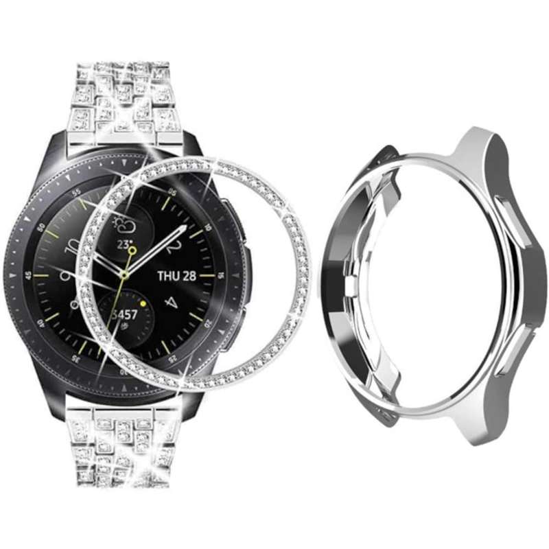 Killer Deals TPU Case + Bezel Combo for 46mm Samsung Galaxy Watch- Silver
