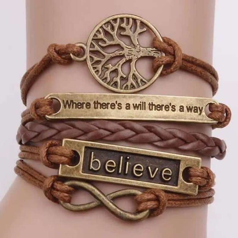 Killer Deals Unisex Layered Vegan Leather Tree of Life Bracelet- L/XL