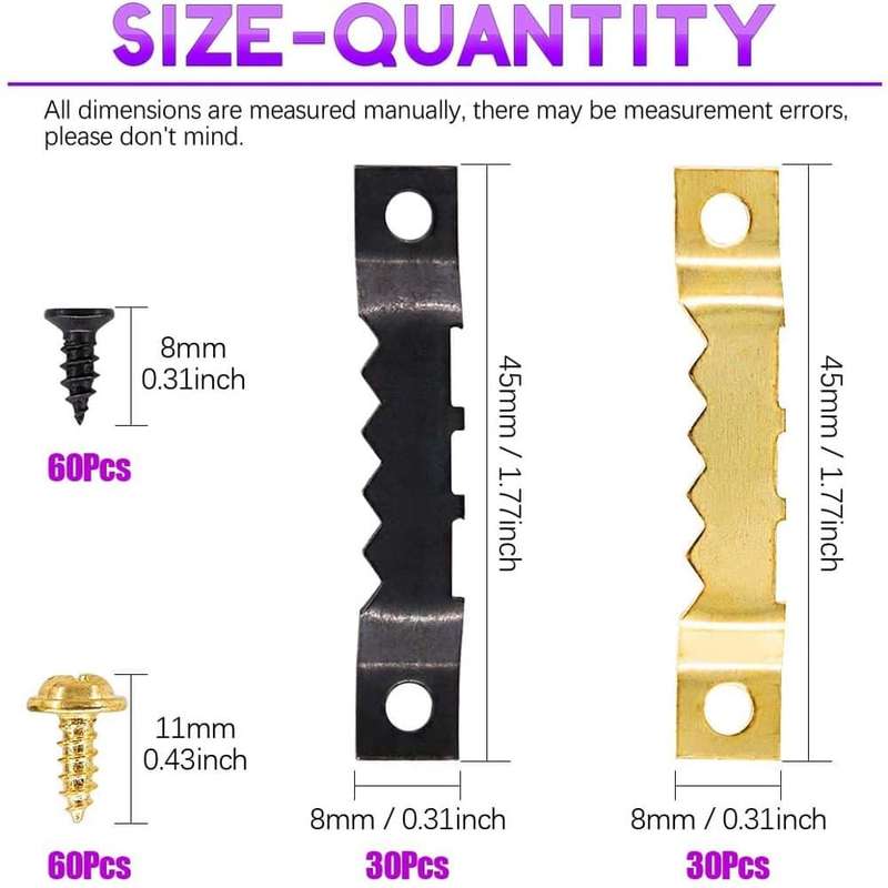 Heavy Duty Assorted Picture Hangers Frame Kit with Screws