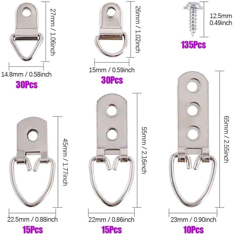 Heavy Duty Assorted Picture Hangers Frame Kit with Screws