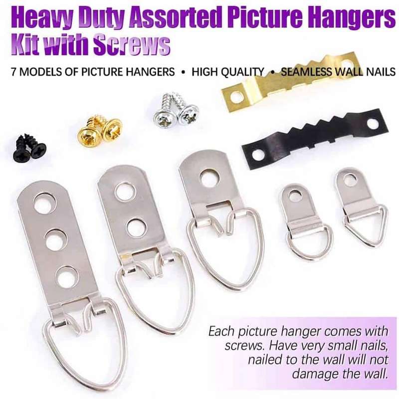 Heavy Duty Assorted Picture Hangers Frame Kit with Screws