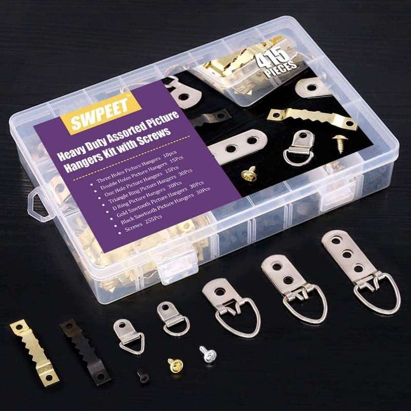 Heavy Duty Assorted Picture Hangers Frame Kit with Screws