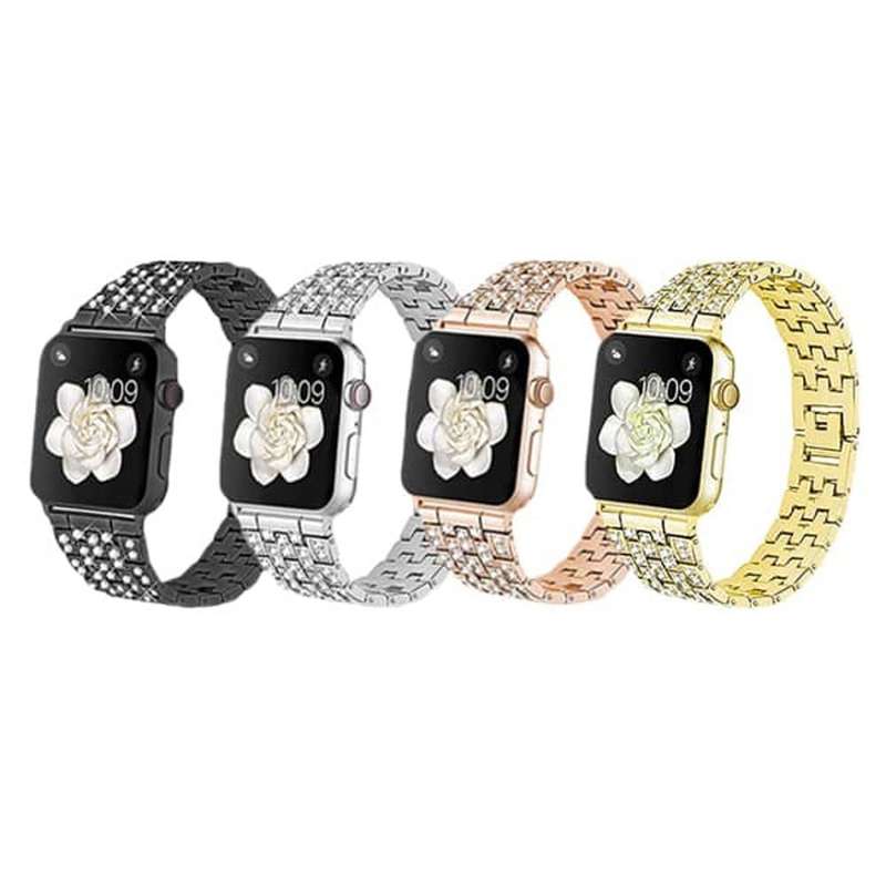 Killer Deals 38/40/41 mm Apple Watch shiny rhinestone stainless-steel strap- Silver(S-M-L)