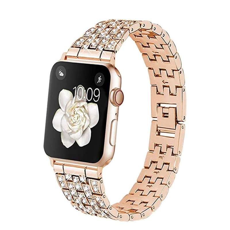 Killer Deals 38/40/41 mm Apple Watch shiny rhinestone stainless-steel strap- Silver(S-M-L)