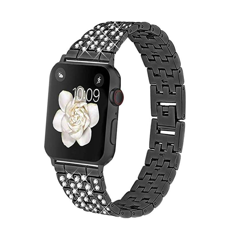 Killer Deals 38/40/41 mm Apple Watch shiny rhinestone stainless-steel strap- Silver(S-M-L)