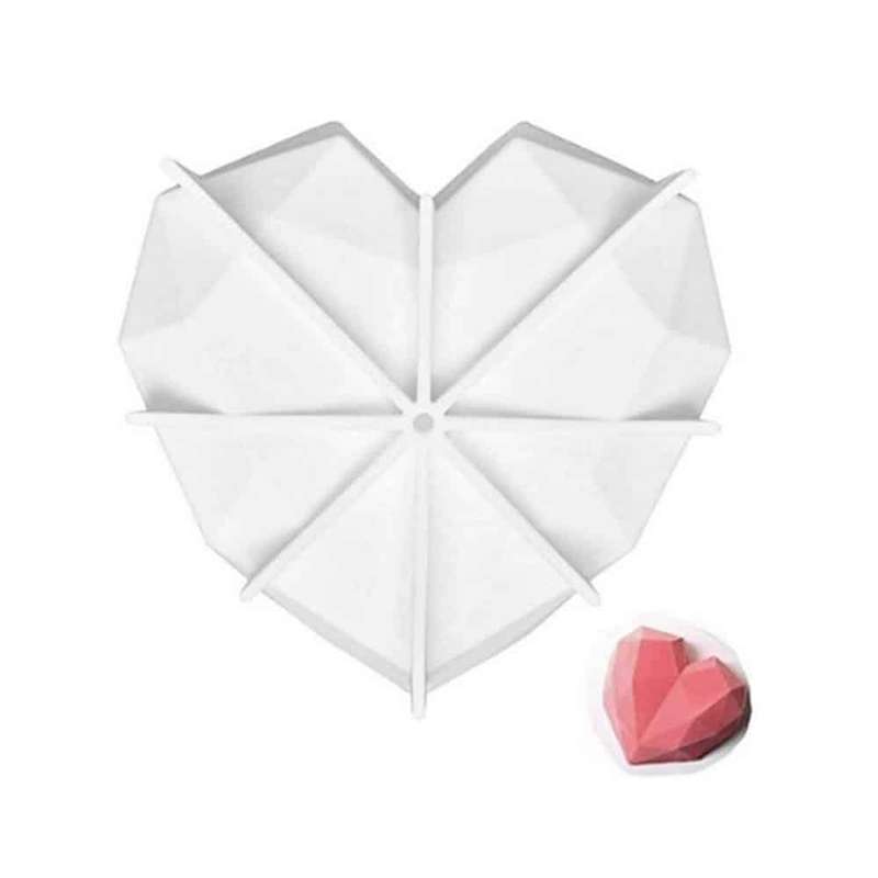 Dessert 3D Diamond Heart Shaped Silicone Baking Mould Set of 2