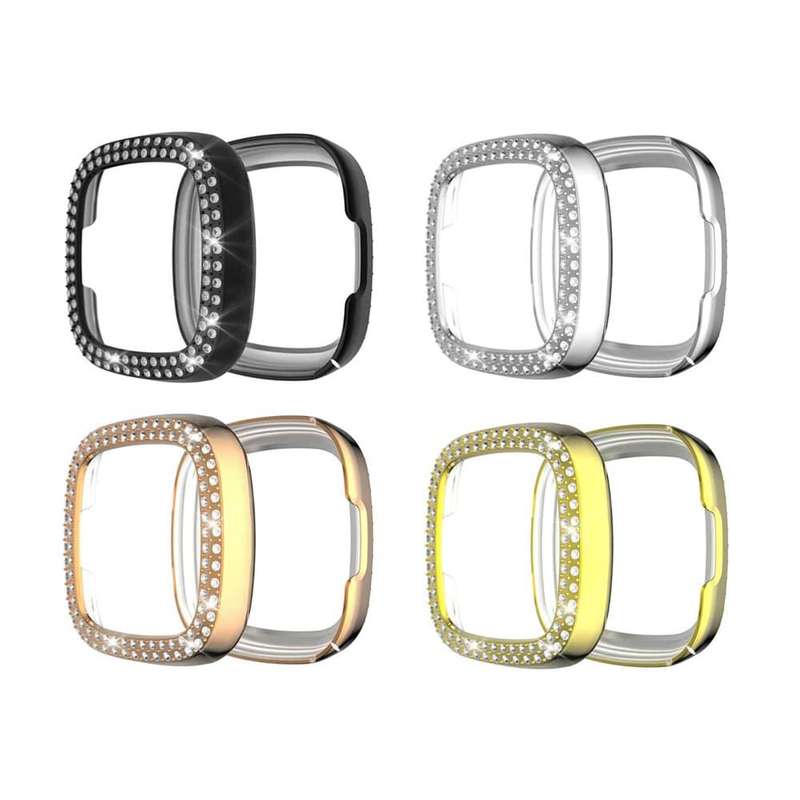 Killer Deals PC case with diamond for Fitbit Versa 3 ,Sense - Gold