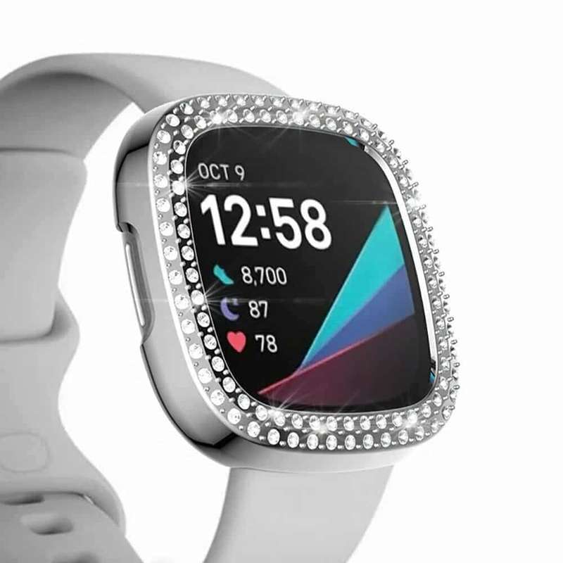 Killer Deals PC case with diamond for Fitbit Versa 3 ,Sense - Gold