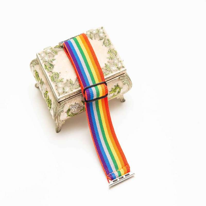 Killer Deals Woven Nylon Strap for 38/40/41mm Apple Watch- Rainbow- M/L