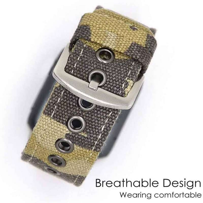 Killer Deals 26mm Garmin Fenix 6X Replacement Cotton Canvas Strap - Camo Grey