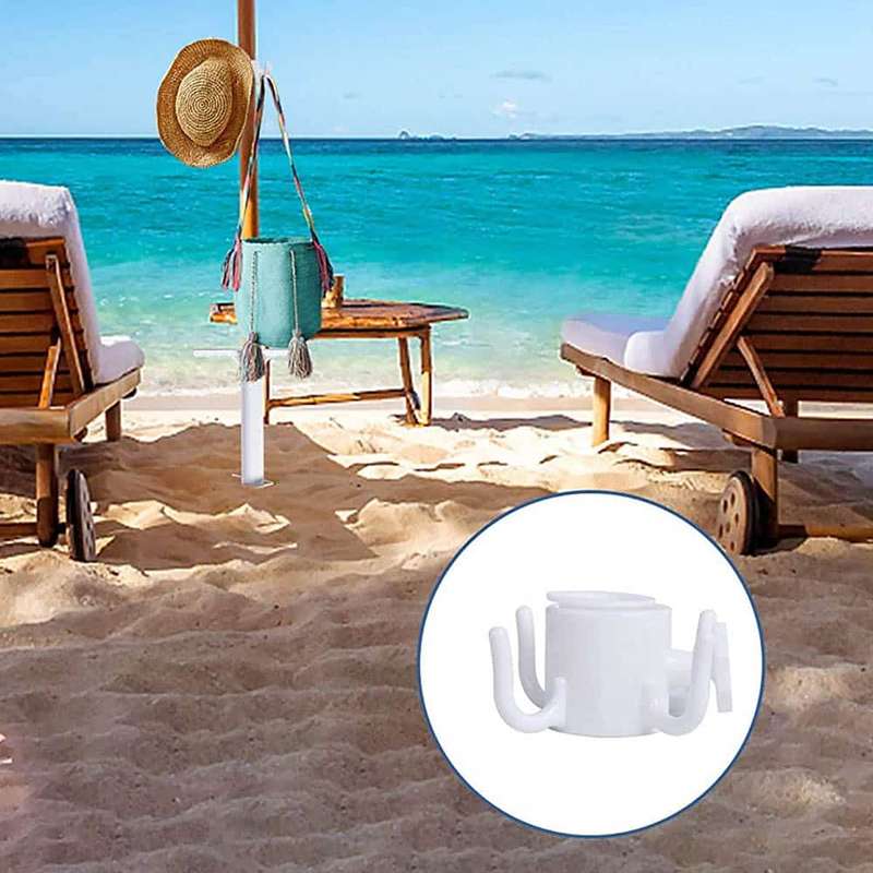 Killer Deals Beach Umbrella Holder Anchor Screw Stake & Snack Cup Holder Tray