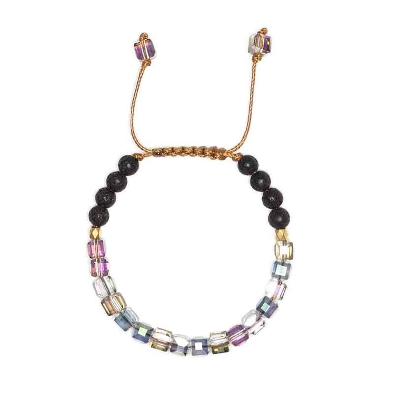 Essential Oil Diffuser Lava Stone Rainbow Aura Glass Bracelet