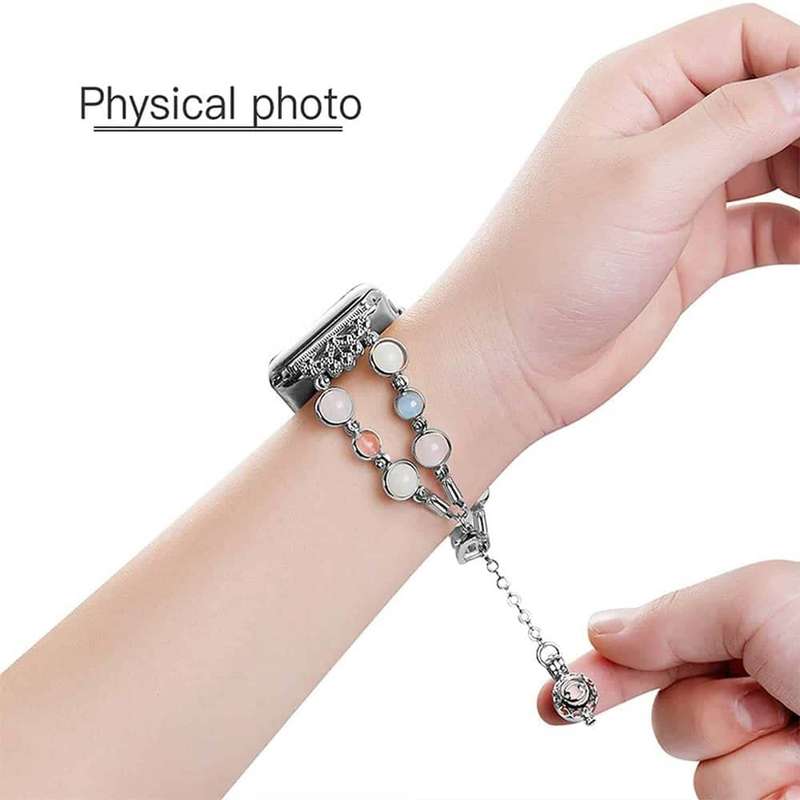 Killer Deals 42/44/45/49mm Apple Watch luminous beaded pearl strap - Silver