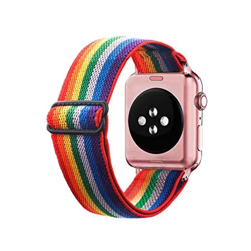 Killer Deals Woven Nylon Strap for 42/44/45/49mm Apple Watch- Rainbow- M/L