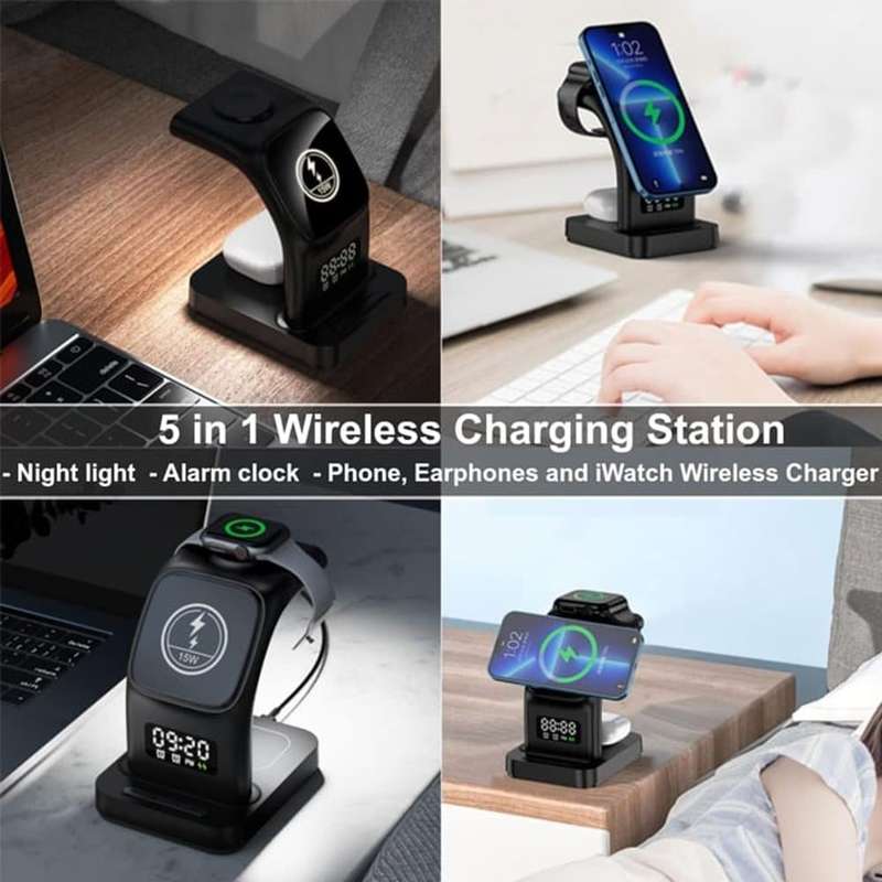 Killer Deals 5-in-1 MagSafe Wireless Charging Clock Station Dock for Apple