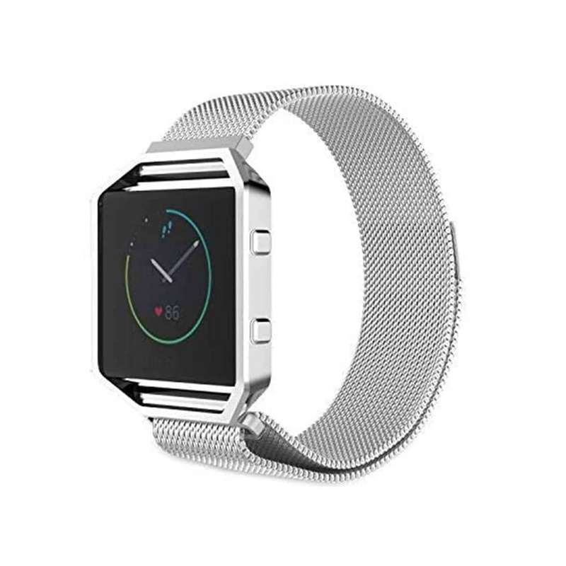 Killer Deals Metal Bezel Frame + Glass Protector for Fitbit Blaze- Silver - Combo