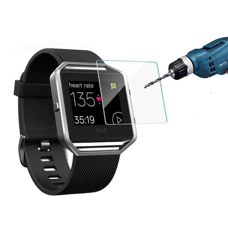 Killer Deals Metal Bezel Frame + Glass Protector for Fitbit Blaze- Silver - Combo