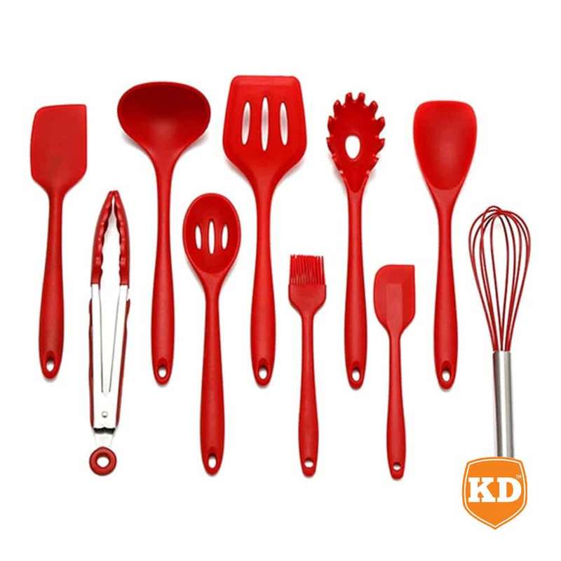 Killer Deals 10-Pack Silicone Spatula Whisk Tong Spoon Kitchen Utensil Set