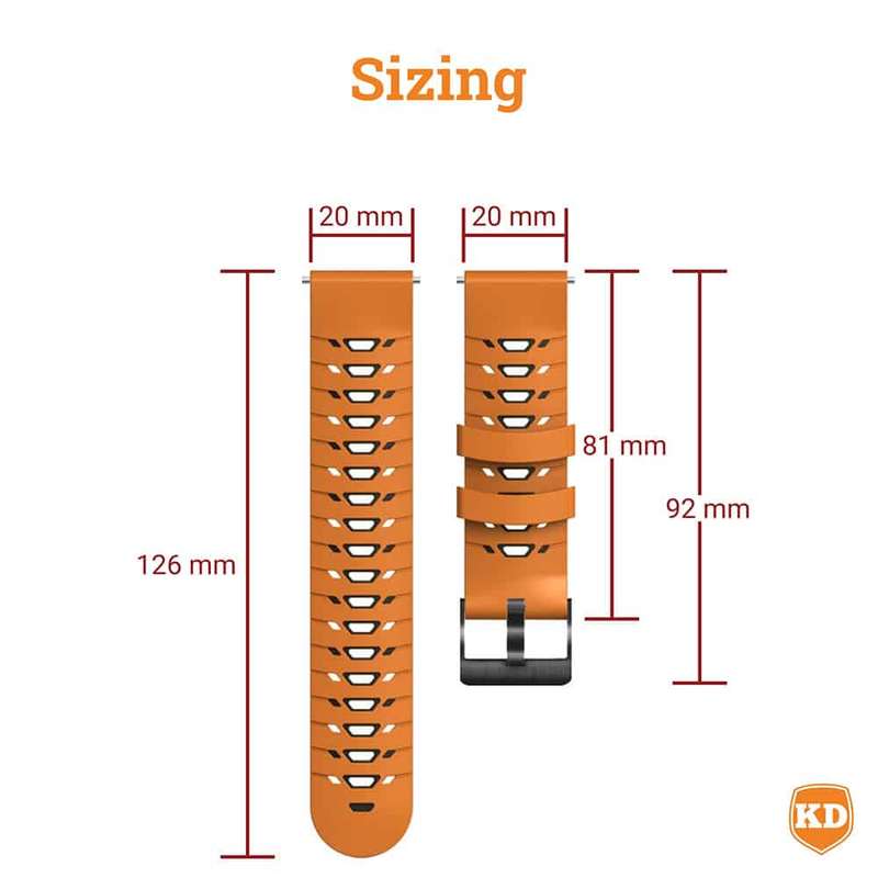 20mm Universal Watch Silicone Strap for Garmin Samsung Huawei- Black & Grey