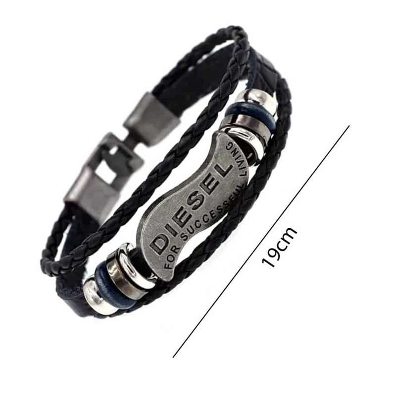 PU Vegan Leather Diesel Multi-Layered Rope Bracelet- S/M