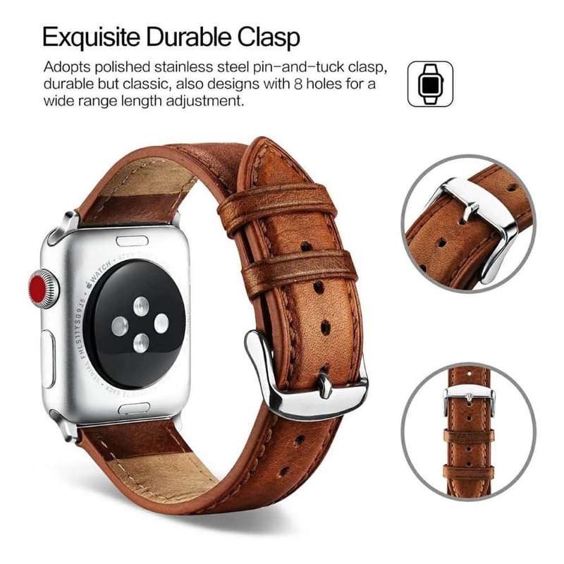 Killer Deals Genuine Leather Strap for 42/44/45/49mm Apple Watch- Light Brown