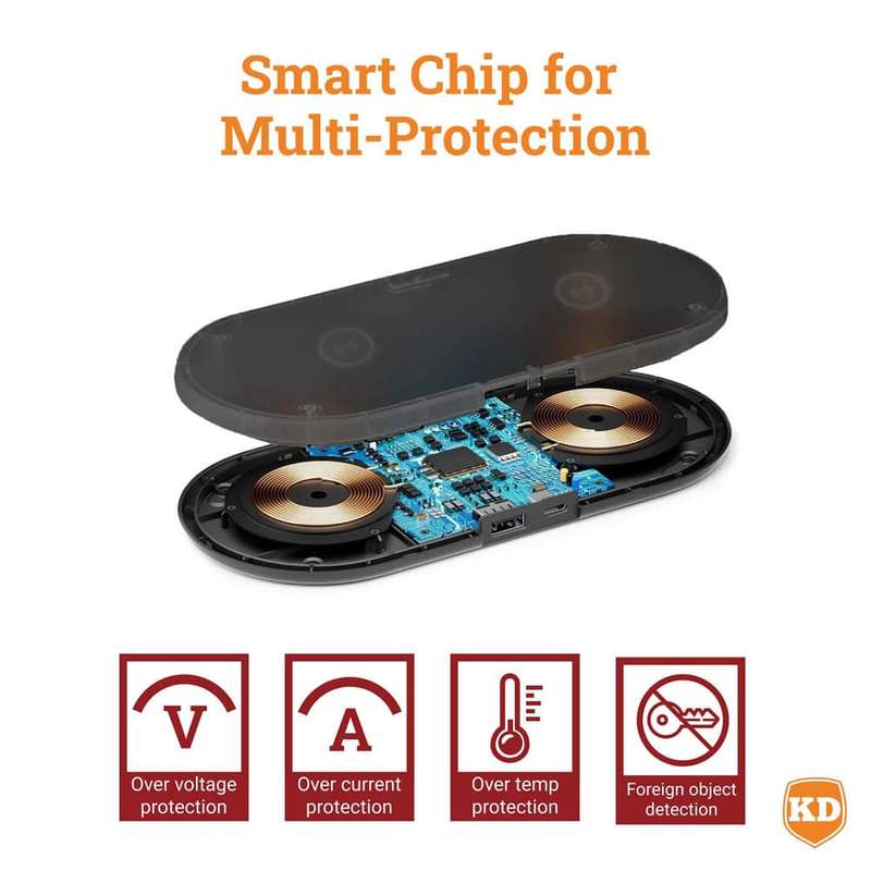 Killer Deals 15W 2-in-1 Phone Watch Fast Charging Dock Qi Wireless Charger